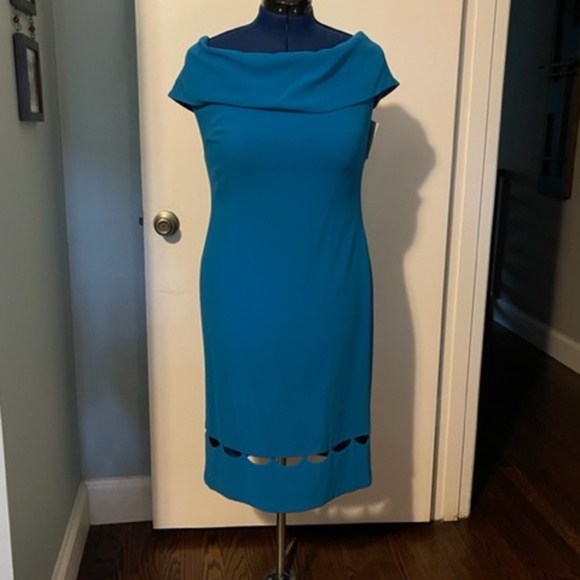 Shoshanna Off the Shoulder Cocktail Dress Cobalt Blue Size 12 - Picture 6 of 7